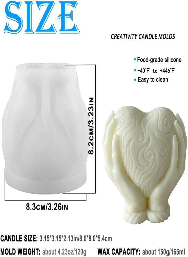 Skytail Silicone Couple Heart Candle Mould Holding Heart in Hands Lovers Mold Making Scented Candle Wax Waxmelts Wedding Handmade Valentines Day Gift Soap Mold Chocolate Cake Baking Molds - Image 2